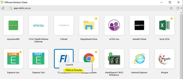 VDI mark as favourite